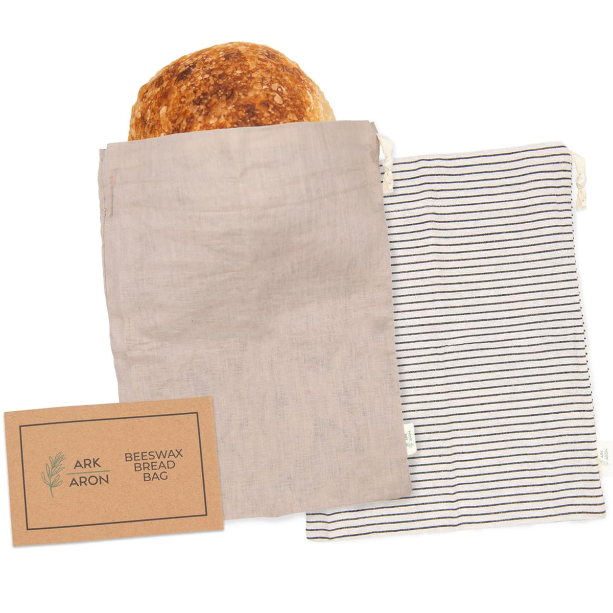 Ark & Aron beeswax bread bag with olive leaf pattern preserves freshness for sourdough