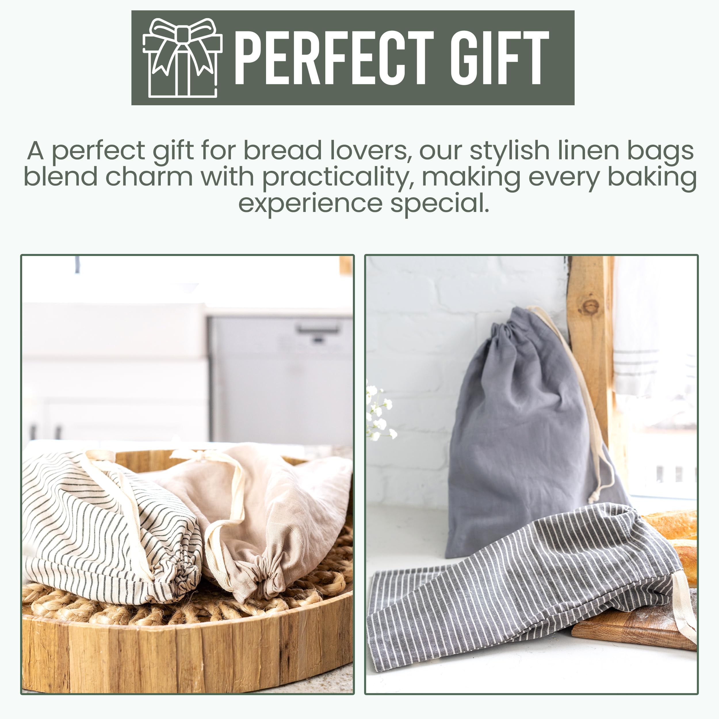 Ark & Aron two-pack linen bread bags reduce plastic waste