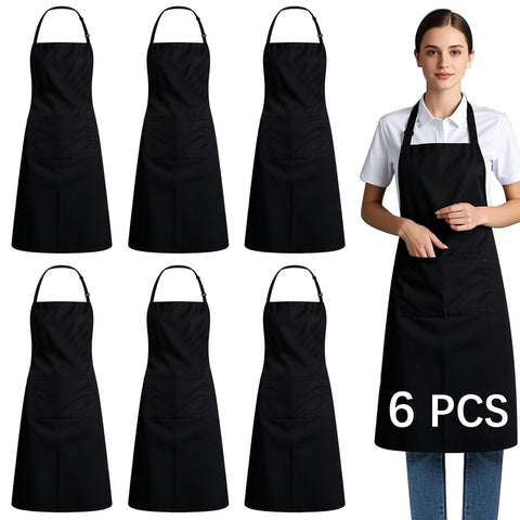 ARKBAODAN bib apron, front view with 6 pockets for tools and phone, convenient for cooks