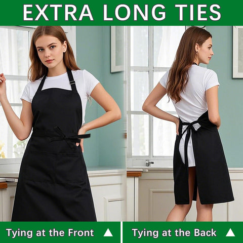 ARKBAODAN bib apron, two large pockets keeping utensils and devices within reach