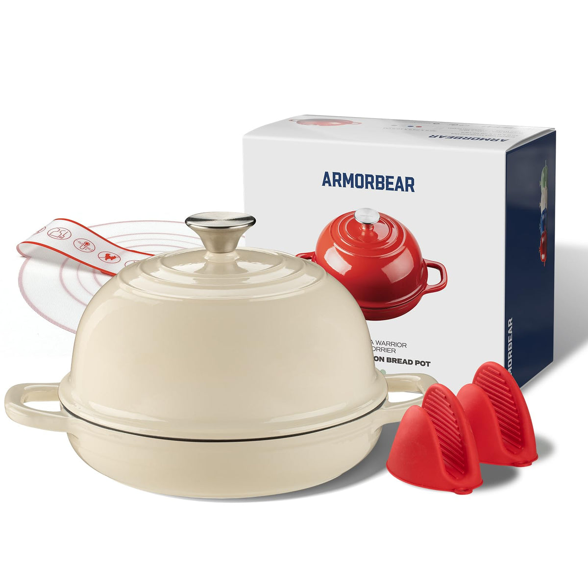 Armorbear 5QT Dutch Oven showing crusty sourdough bake with even browning