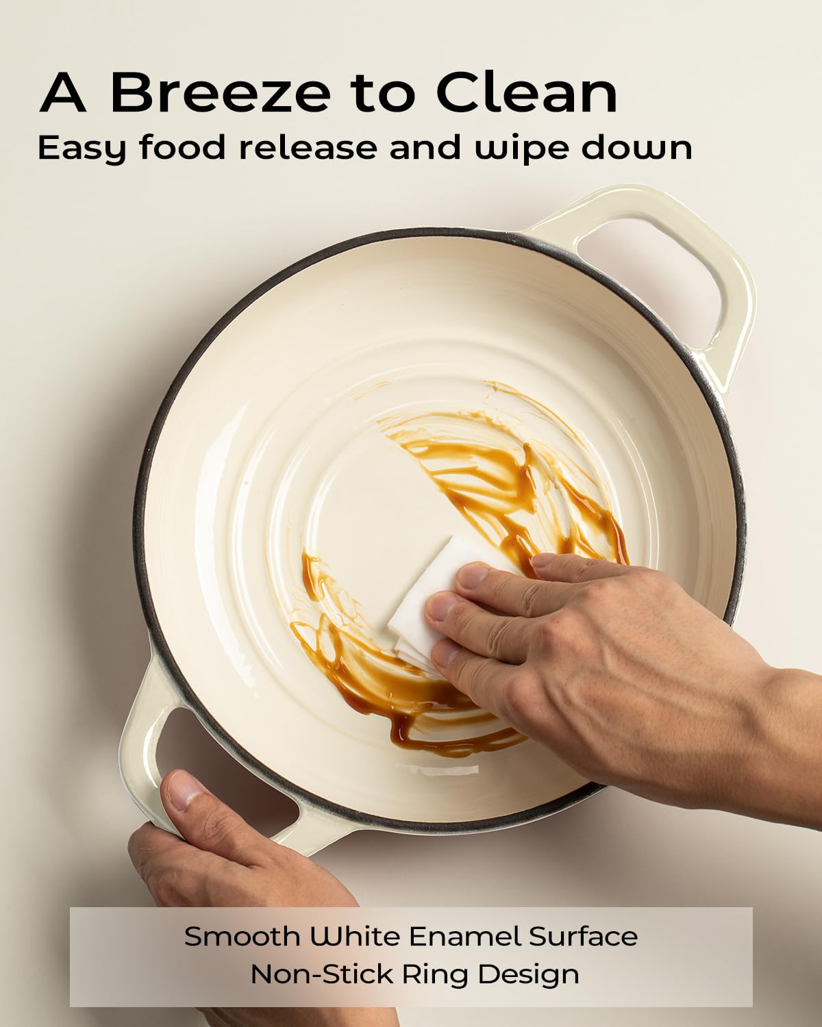 Armorbear enamel interior close-up highlighting easy release and cleaning