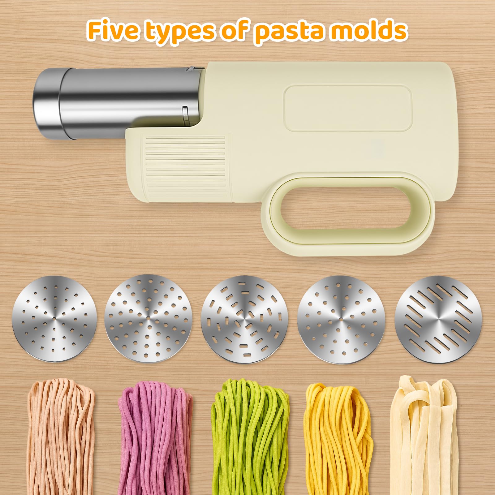 Aroeally pasta maker ergonomic grip handle shown in vertical position for comfortable, fatigue-free use.