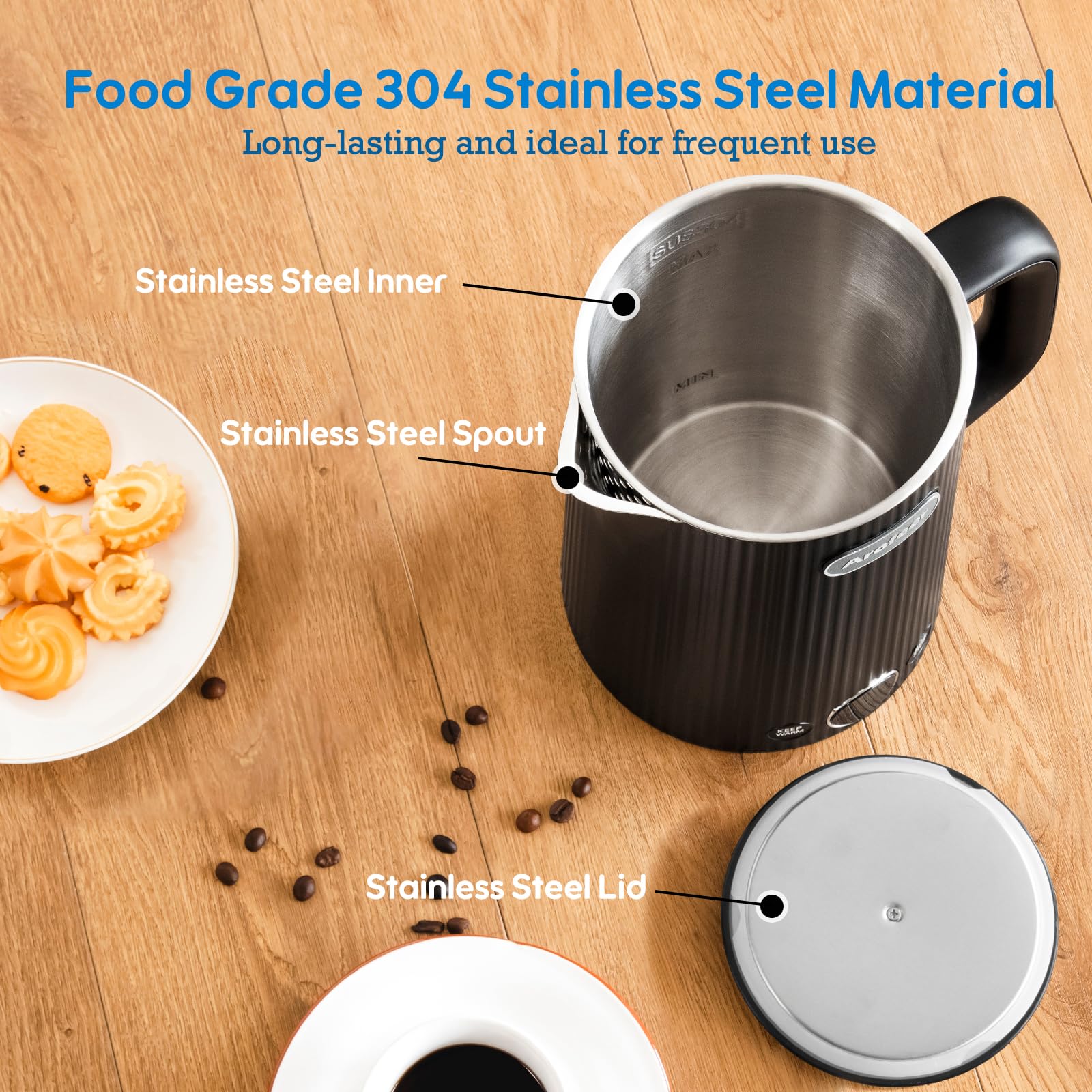 Arofeer wide-mouth design allows easy filling and cleanup.