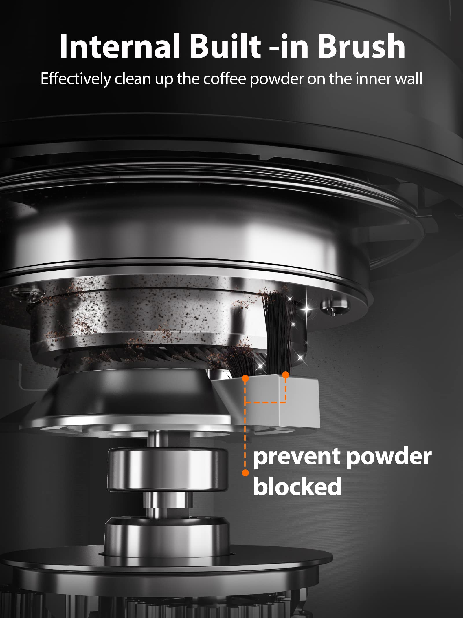 Aromaster built-in-brush helps prevent blockages during use.