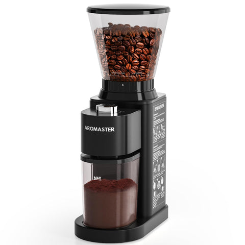 Aromaster coffee-bean-grinder top view for compact home use