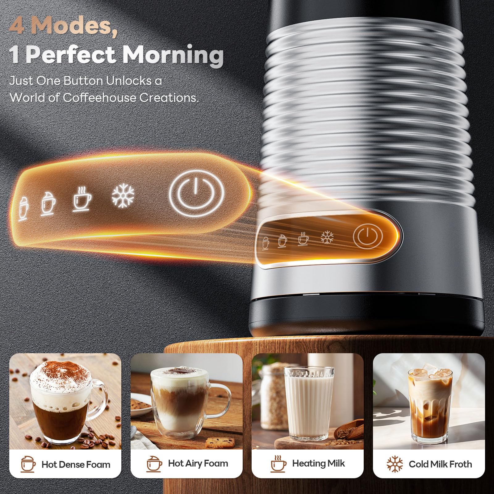 Aromaster frother heating milk to smooth textures