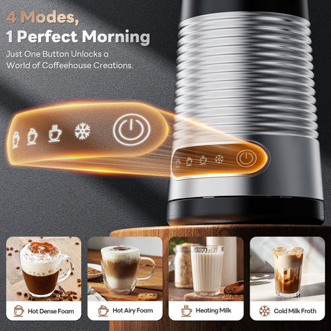 Aromaster frother heating milk to smooth textures