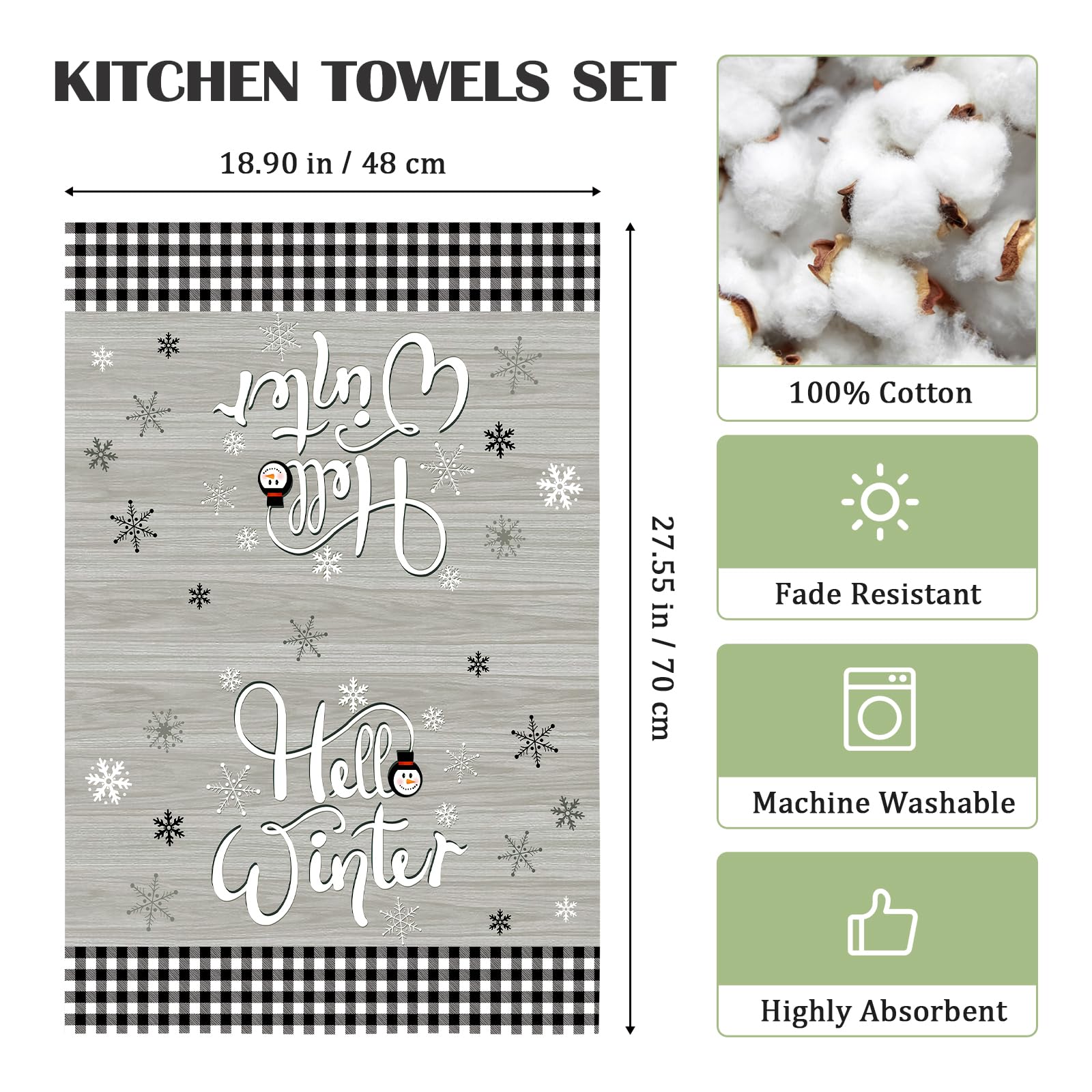 Machine-washable cotton towels stay vibrant after regular washing.