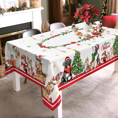 Arquiel Christmas Cats Dogs tablecloth on dining table enhances ambience