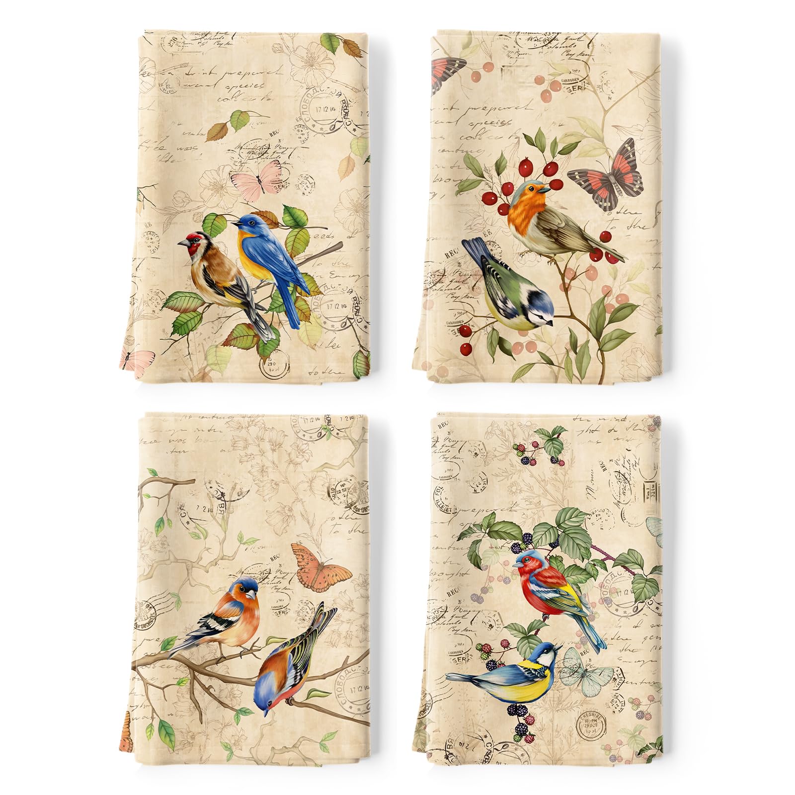 Arquiel Retro Birds tea towel pattern adds stylish kitchen decor and light cleaning.