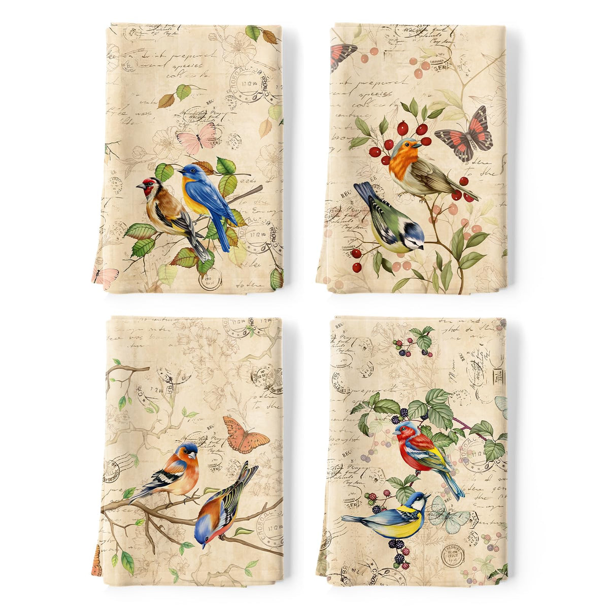 Arquiel Retro Birds tea towel pattern adds stylish kitchen decor and light cleaning.