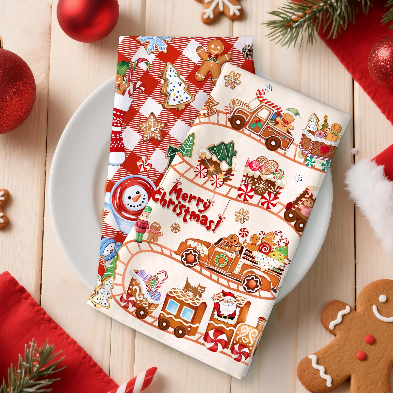 Arquiel Santa Deer pattern cotton towel, quick-dry for drying hands after cooking