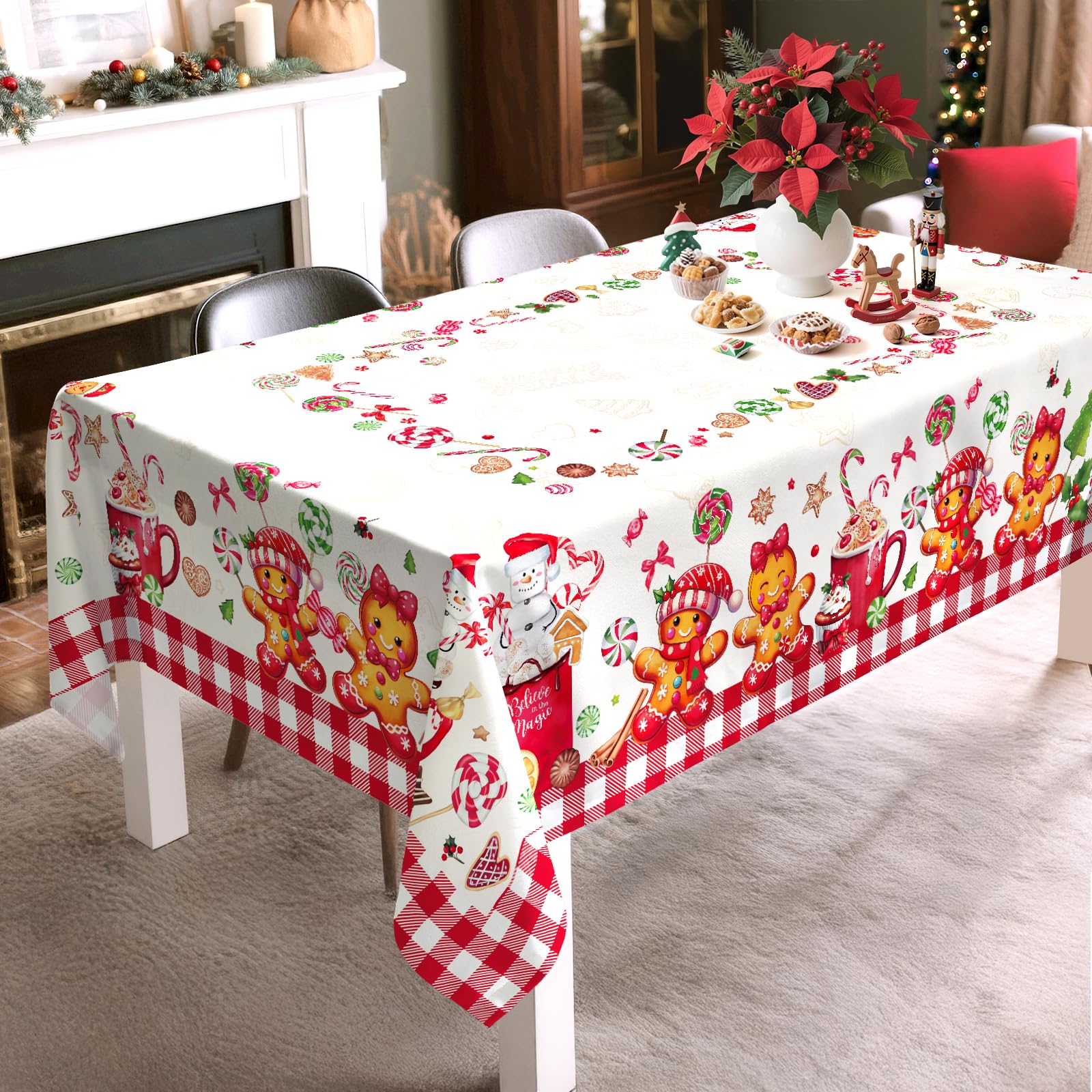 Arquiel washable table cover for easy Christmas party cleanup