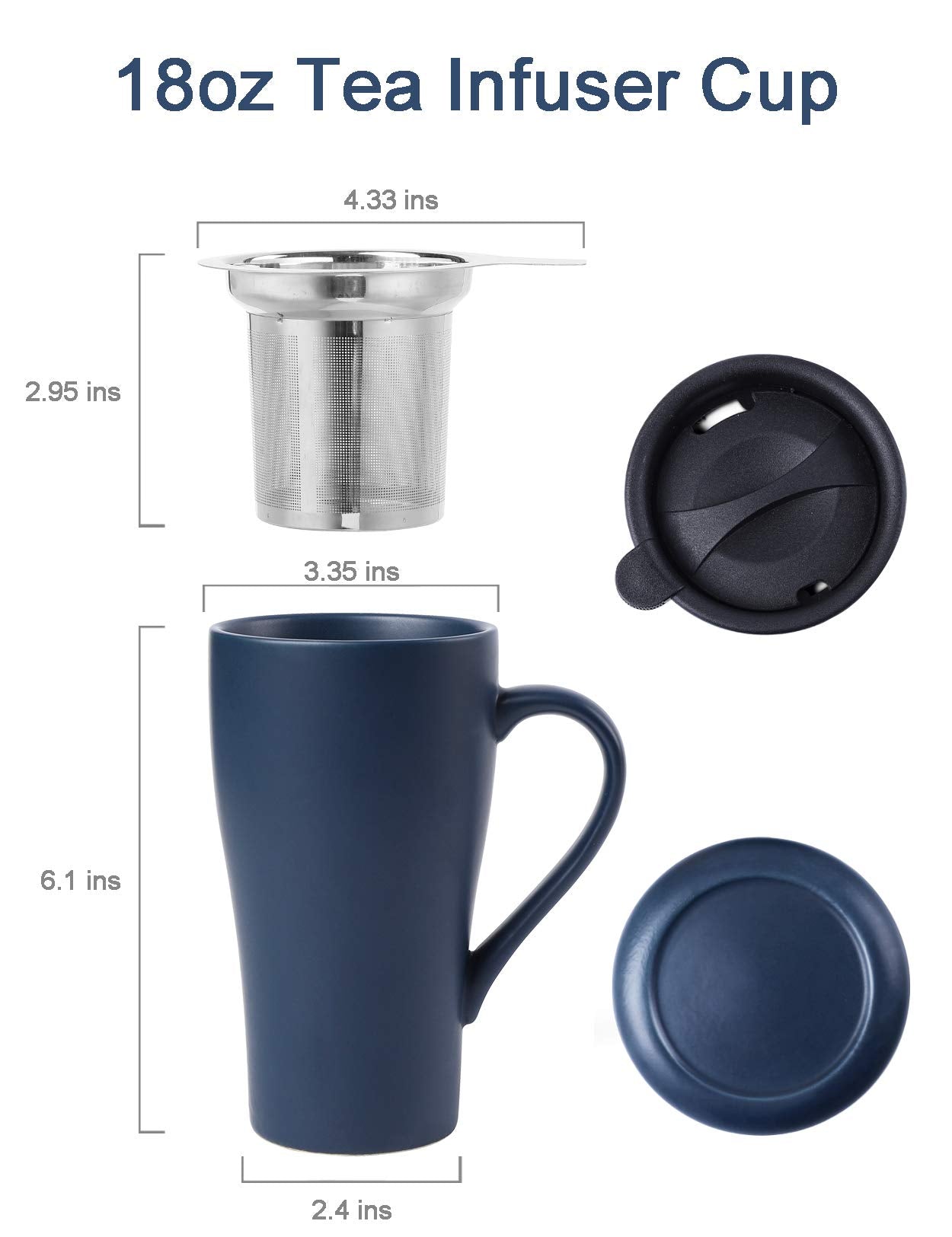 ARRADEN royal blue tea mug features a comfortable handle for long sips.
