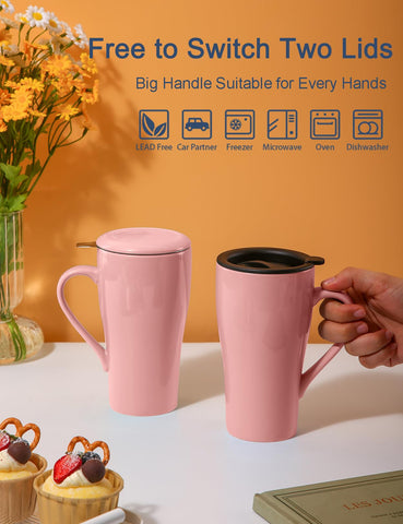 ARRADEN 18oz ceramic mug: large capacity for fewer refills during busy days.