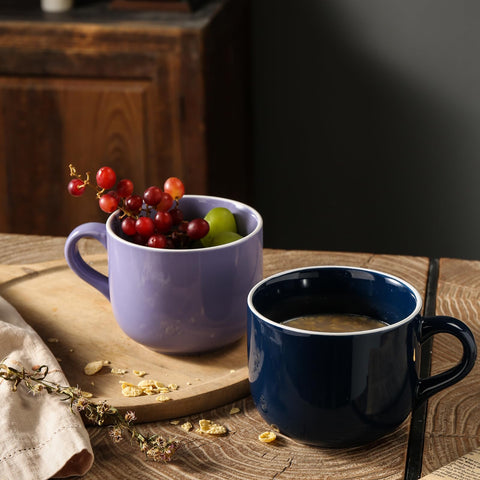 ARRADENS purple mug in microwave-ready setup for quick reheats.