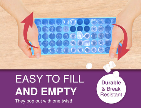 Arrow Home Products tray holds 60 mini cubes per tray for quick chills.