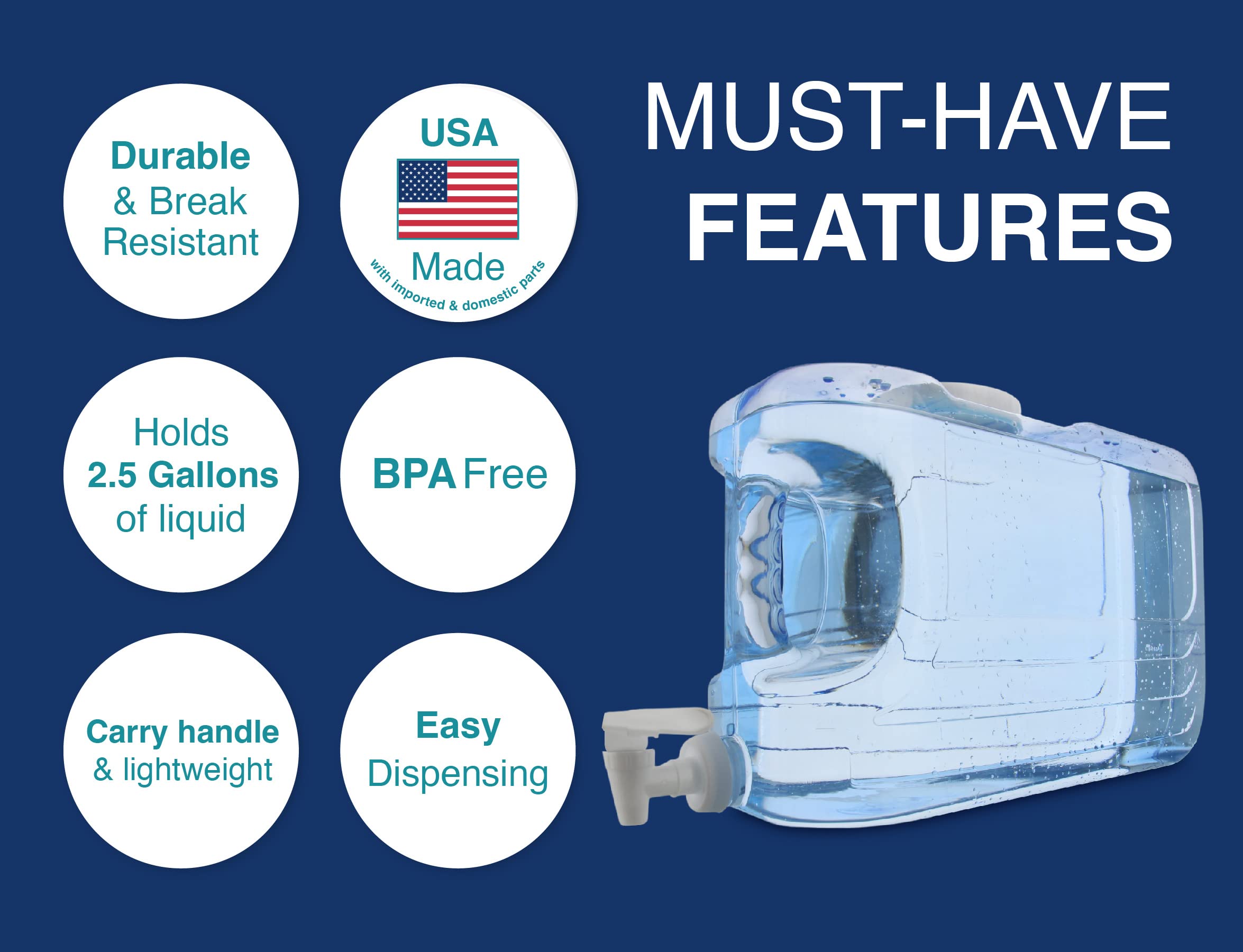 Arrow Home Oasis dispenser carry handle provides portable convenience for picnics.