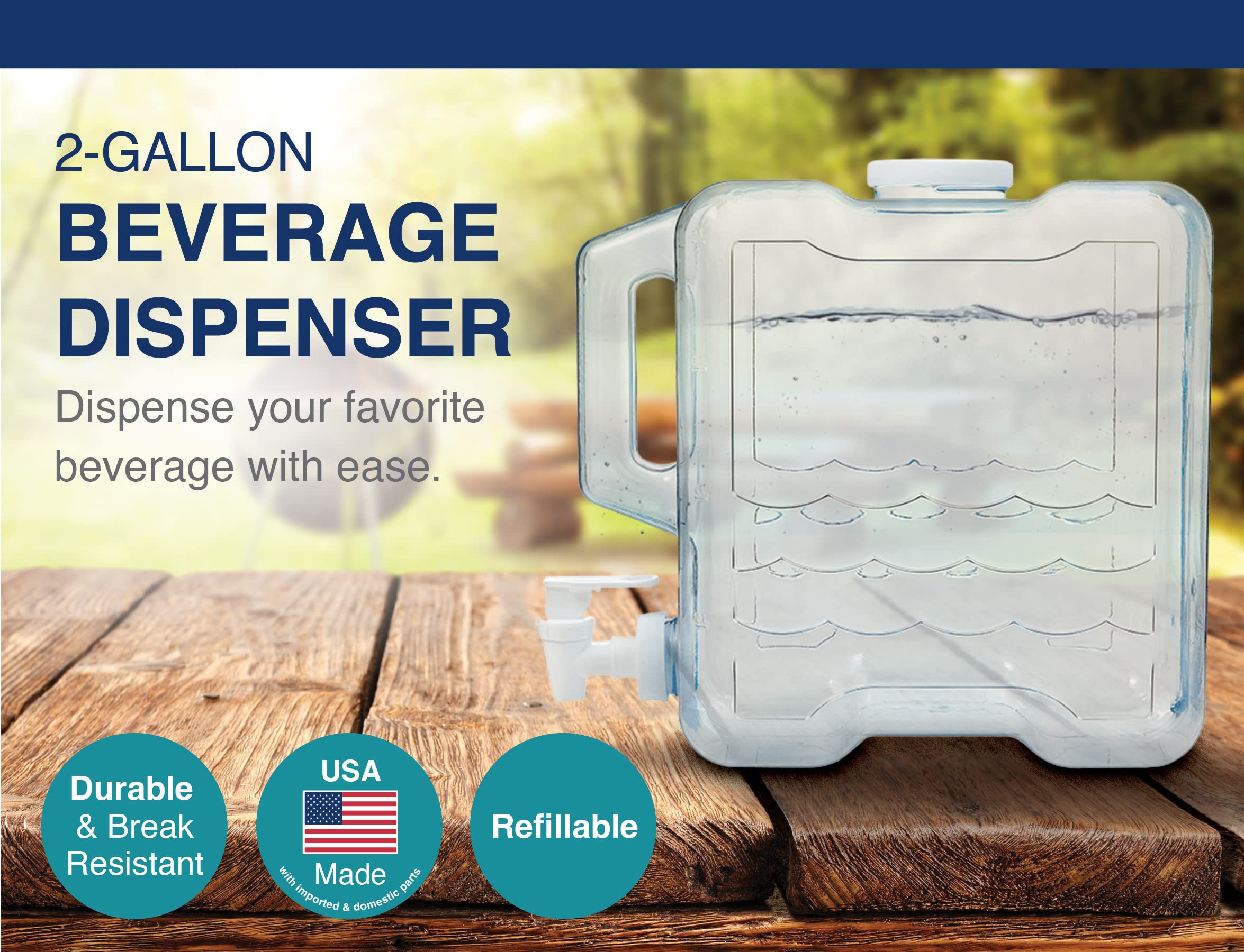 Arrow Home Products BPA-free plastic dispenser ideal for water, juice, or iced tea.