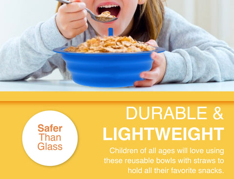 Assorted colors of Arrow sip-a-bowl 22oz bowls for cereals and snacks
