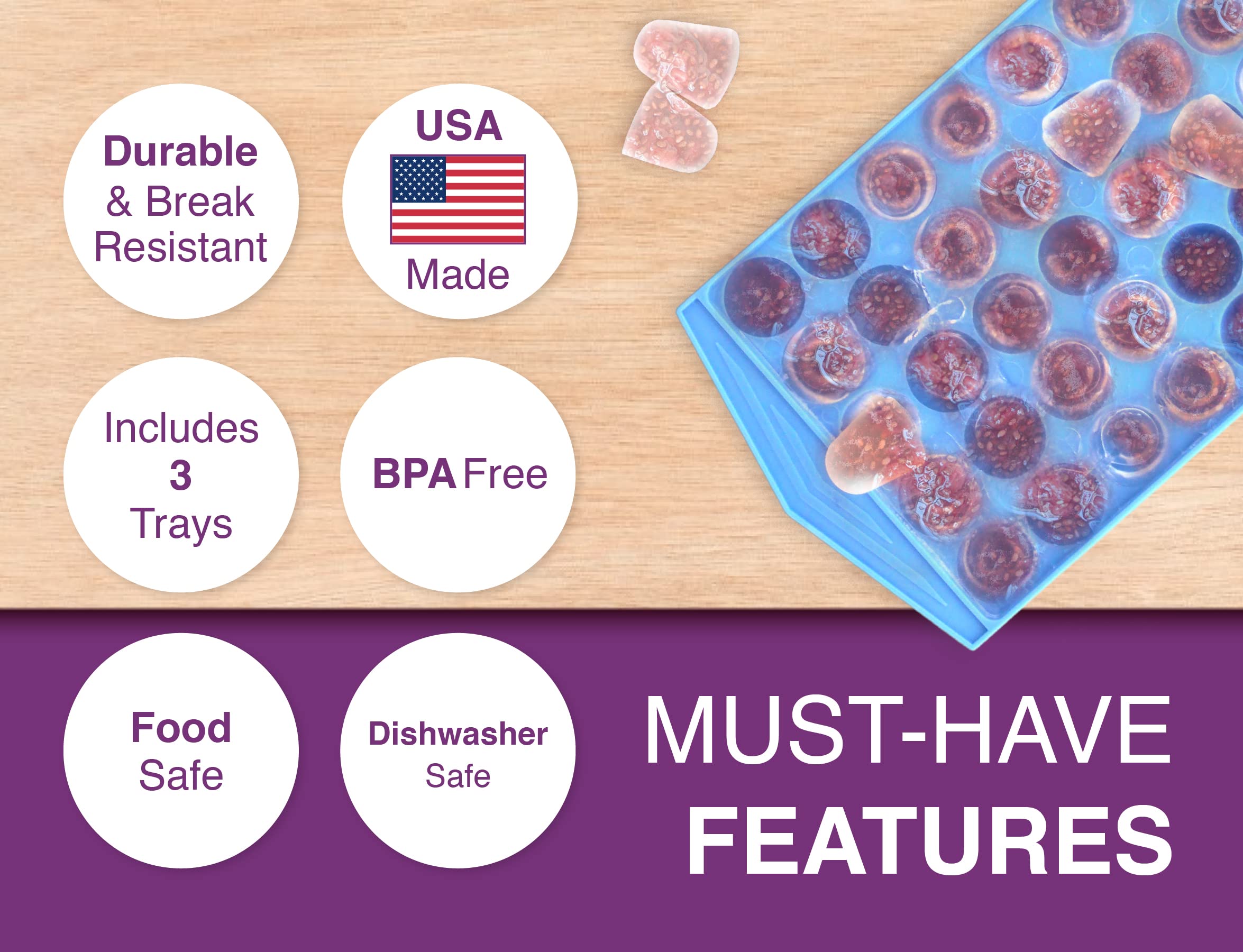 Arrow Home Products stackable trays save freezer space with built-in lugs.