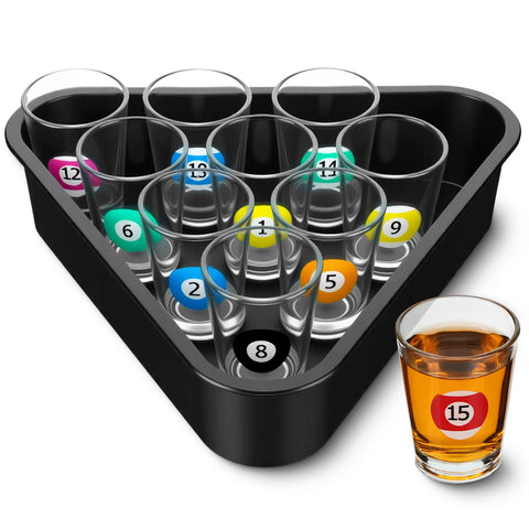 Arrowbash billiards shot glass set in colorful pool ball shapes for entertaining