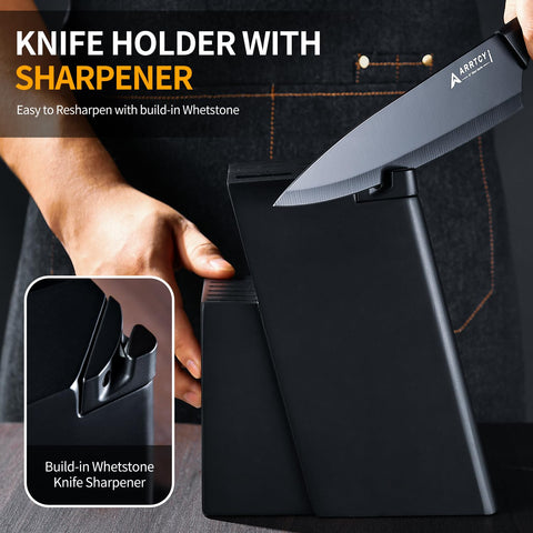 Arrtcy block with built-in sharpener preserves blade edge during prep