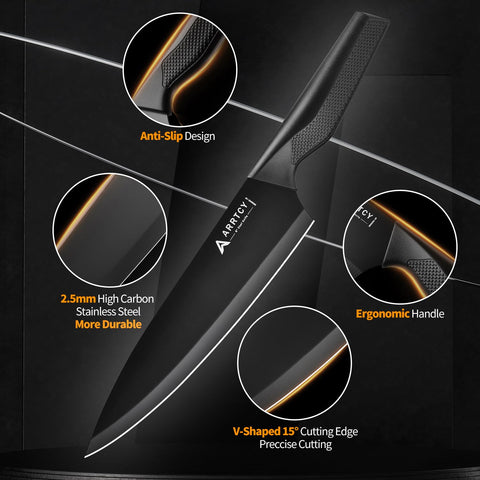 Arrtcy ergonomic anti-slip handles ensure secure grip during knife prep