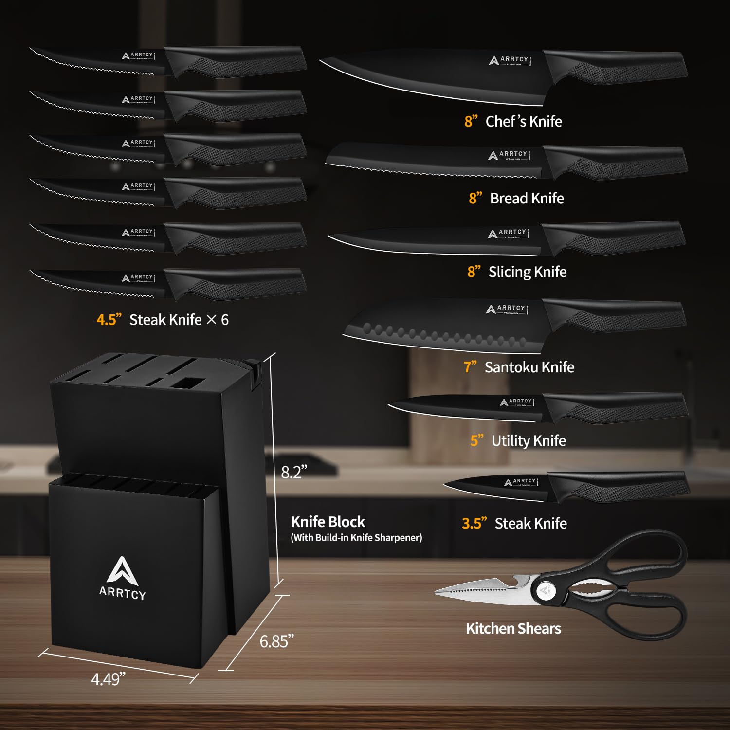 Arrtcy German high-carbon steel blades deliver precise slicing