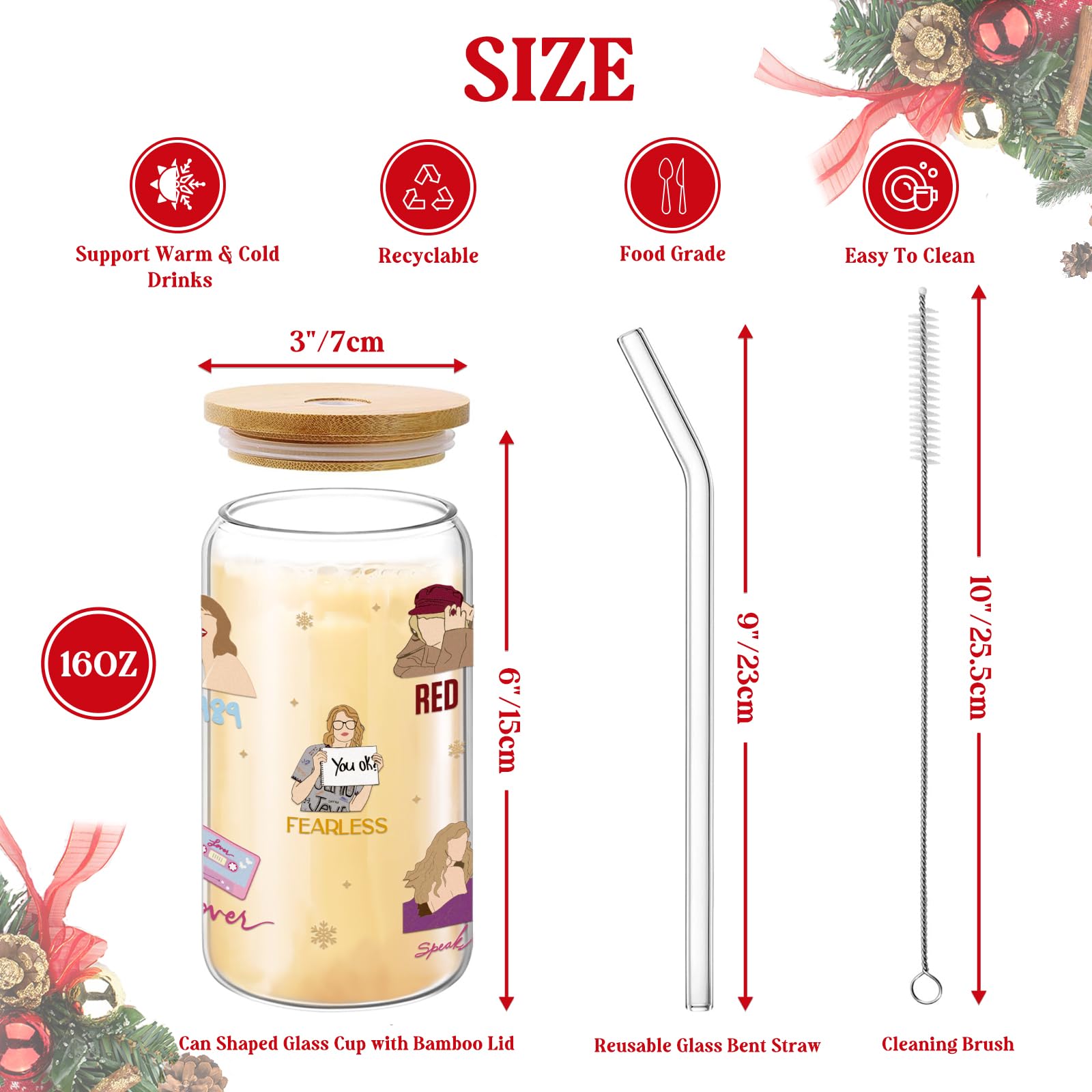 Arsemica 16oz glass coffee tumbler for daily coffee and tea