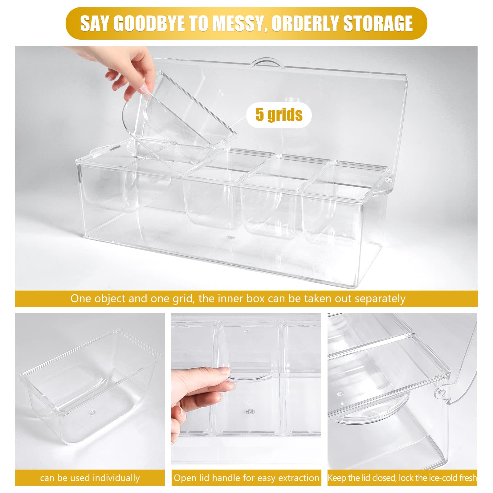 ARSTPEOE bar serving condiment tray ideal for entertaining and garnish presentation.