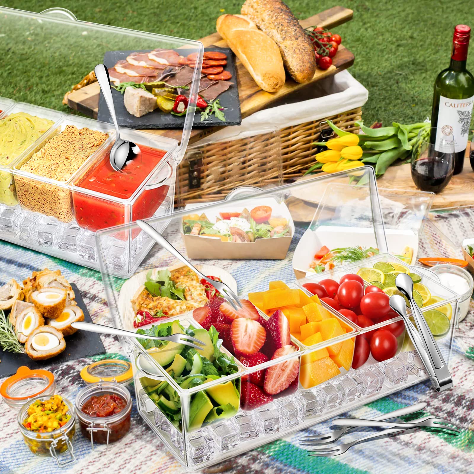 ARSTPEOE condiment tray removable compartment enables flexible storage and serving.