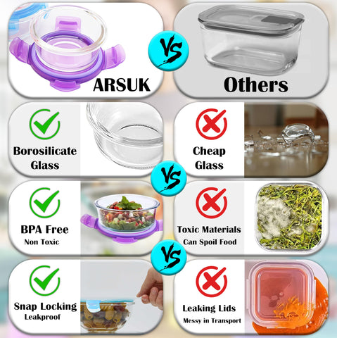 ARSUK stackable glass containers help maximize fridge and pantry space