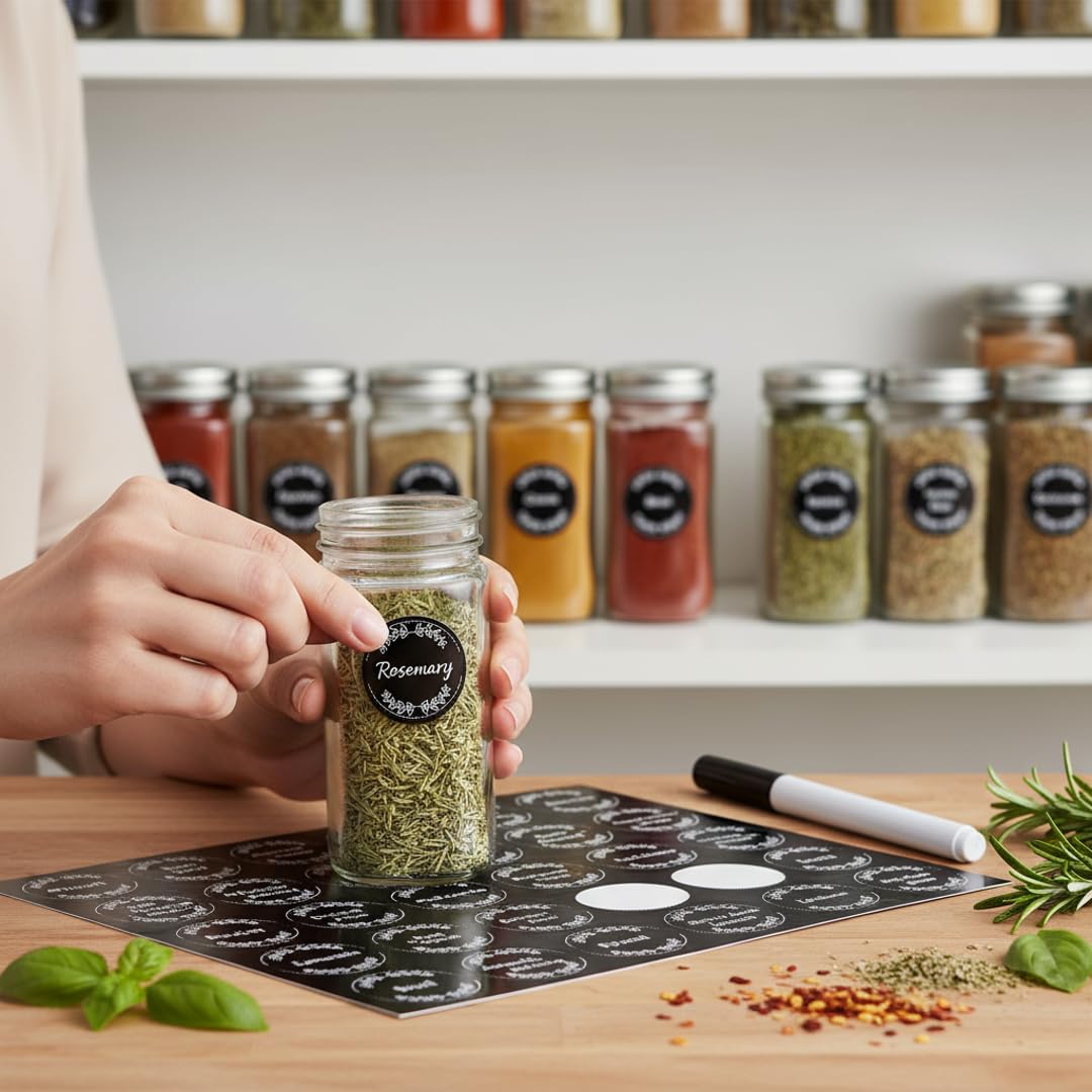 Art Secret 1.2-inch round labels fit standard spice jars.
