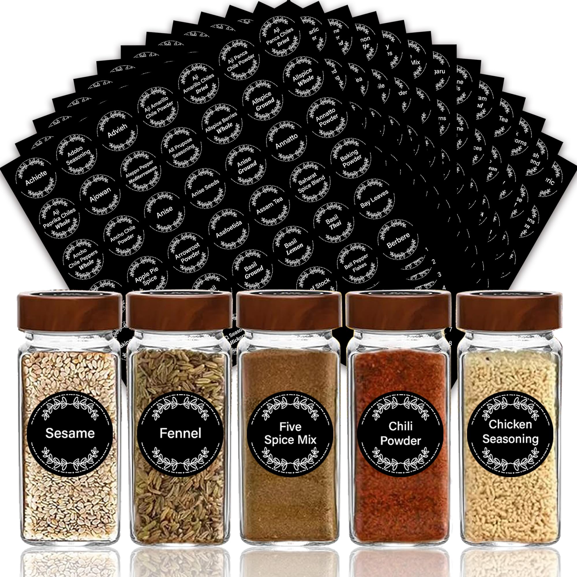Art Secret 672-preprinted spice labels with A–Z index for quick jar lookup.