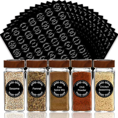 Art Secret 672-preprinted spice labels with A–Z index for quick jar lookup.