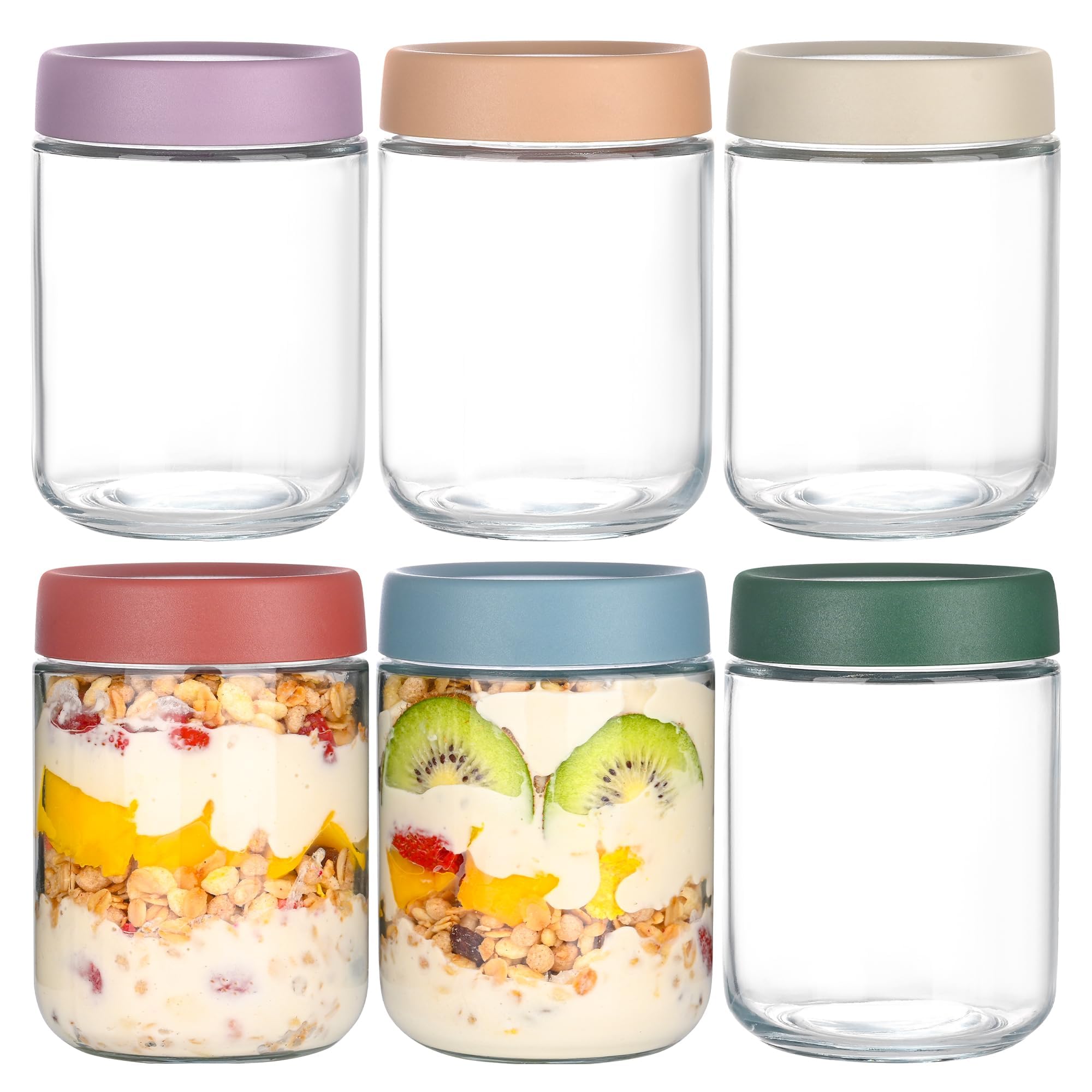 Artcochan overnight oats jar 16oz with lid keeps oats fresh and portable