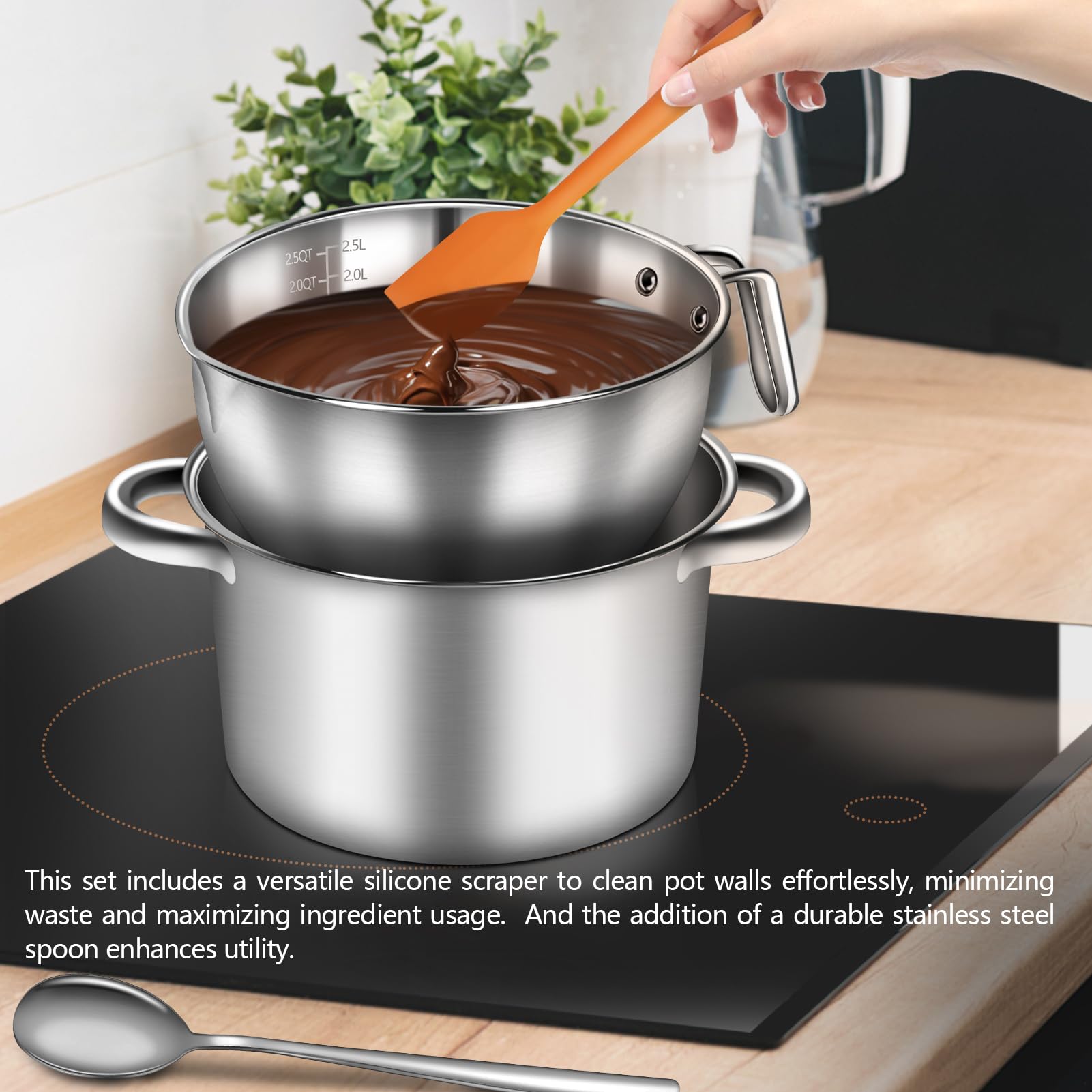Artcome family-size melting set for butter, chocolate, wax, candles.