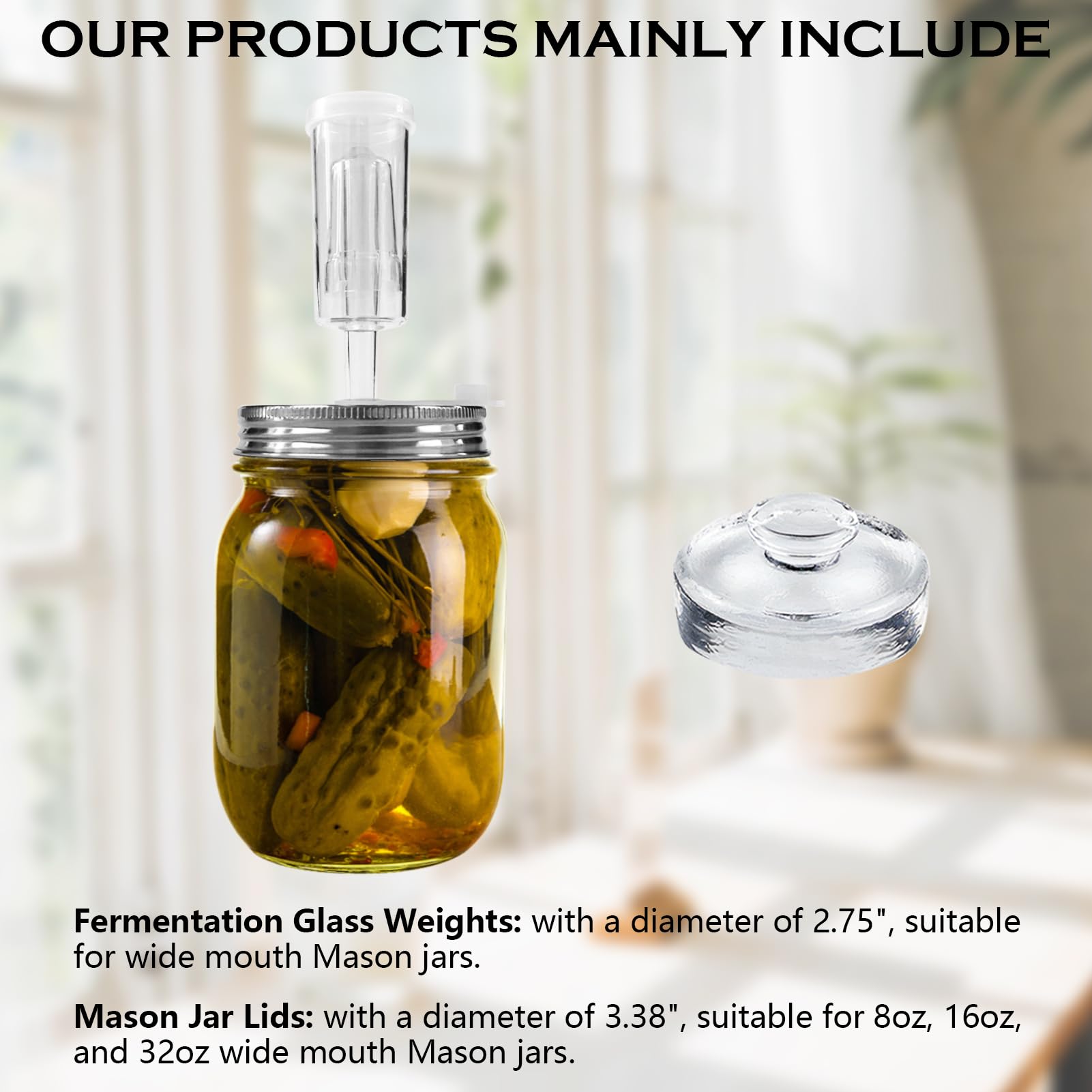 Artcome glass weights provide stable brine fermentation.