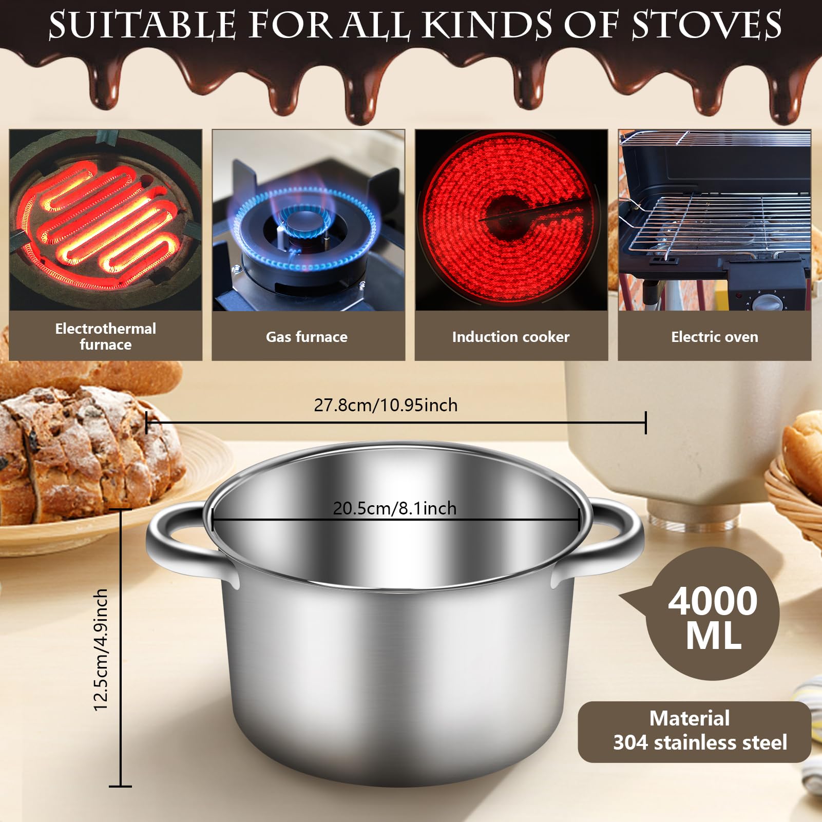 Artcome stainless steel spoon for accurate stirring and handling of melted ingredients.
