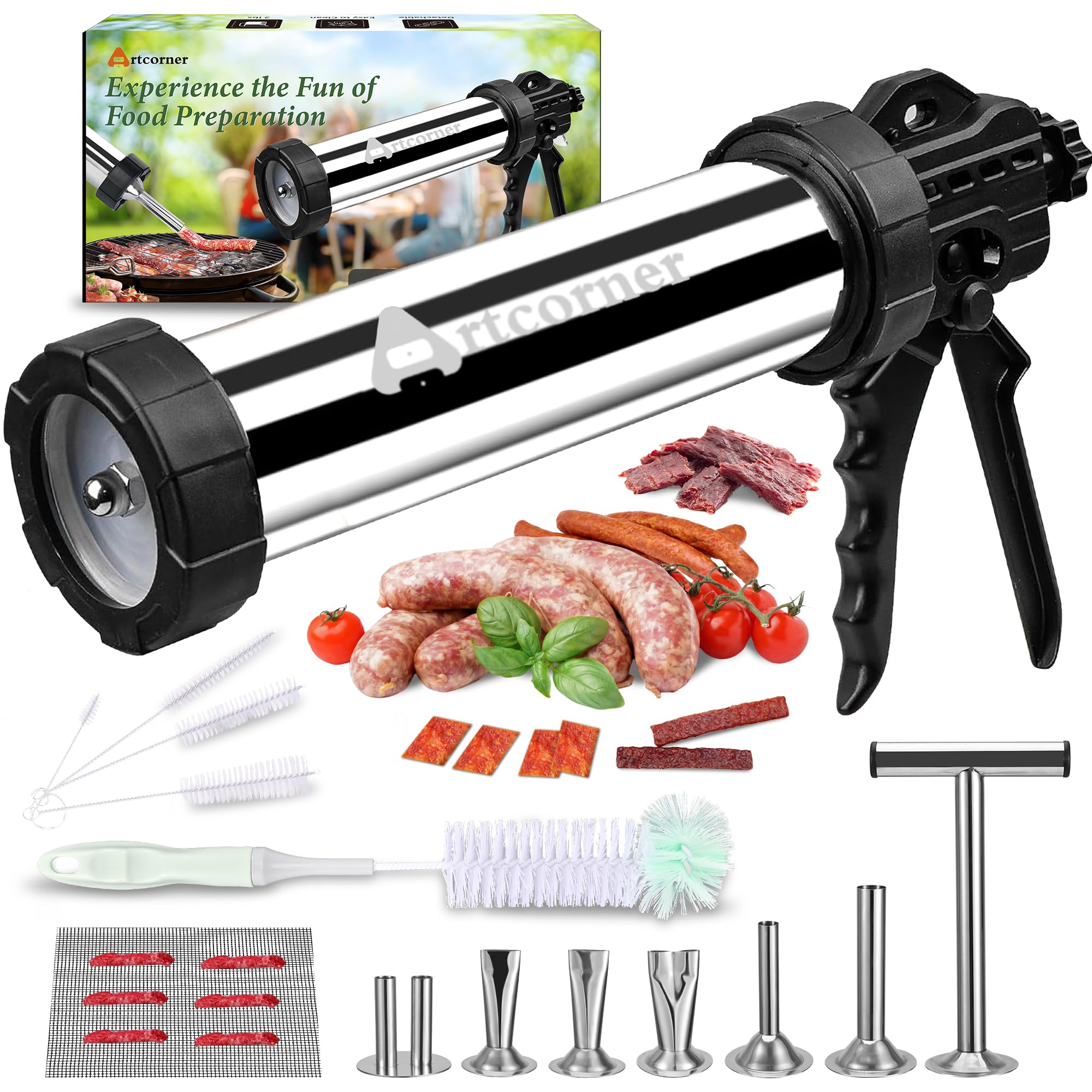 Artcorner Jerky Gun with large 2.5lb capacity for quick homemade jerky batches.