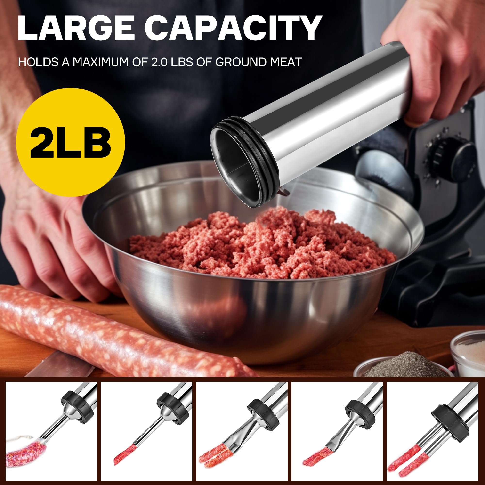 Artcorner Stainless Steel Body offers durable, hygienic jerky gun use.