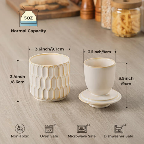 ArteBake beige butter crock on a kitchen counter setting