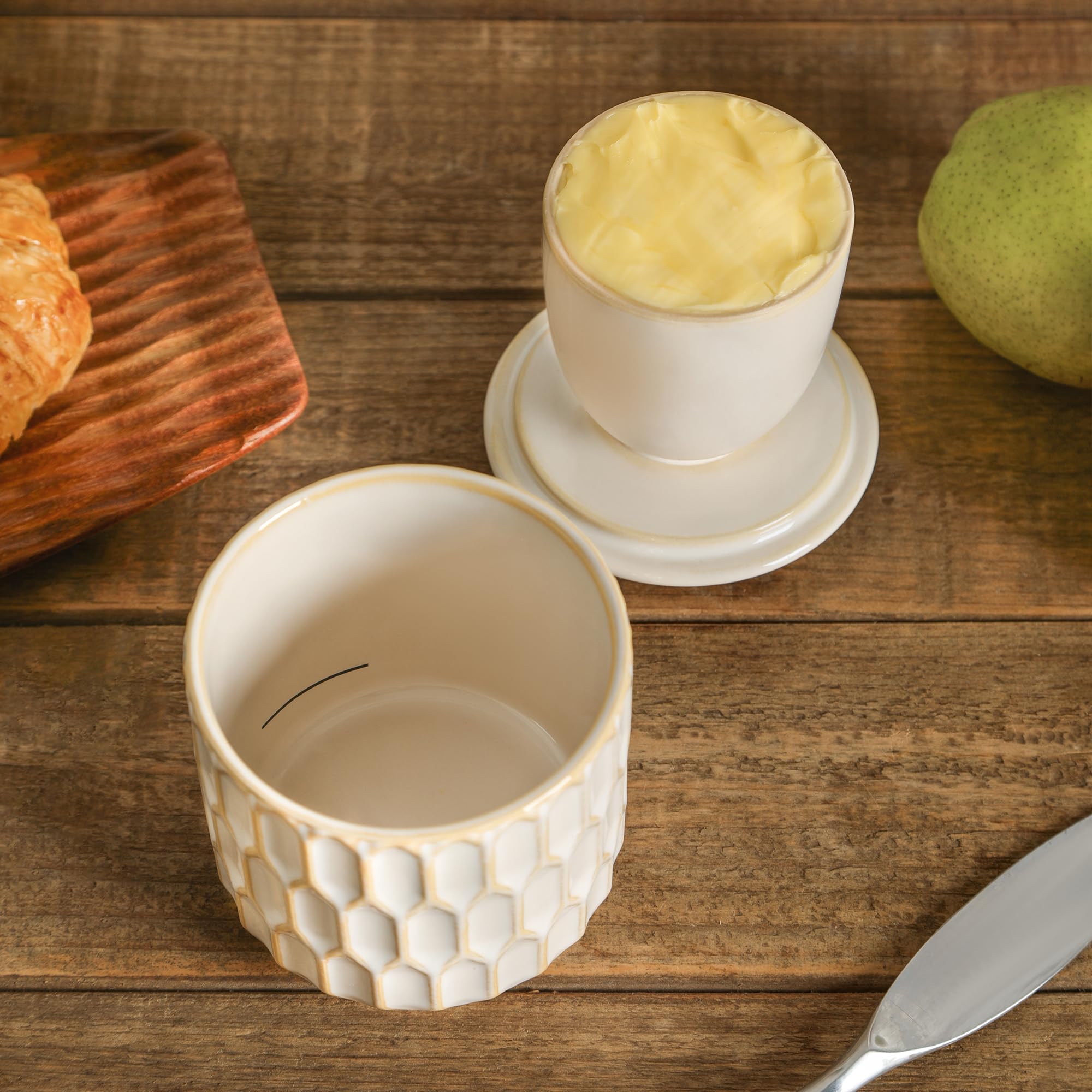 ArteBake porcelain lid on the butter crock highlighting its seal
