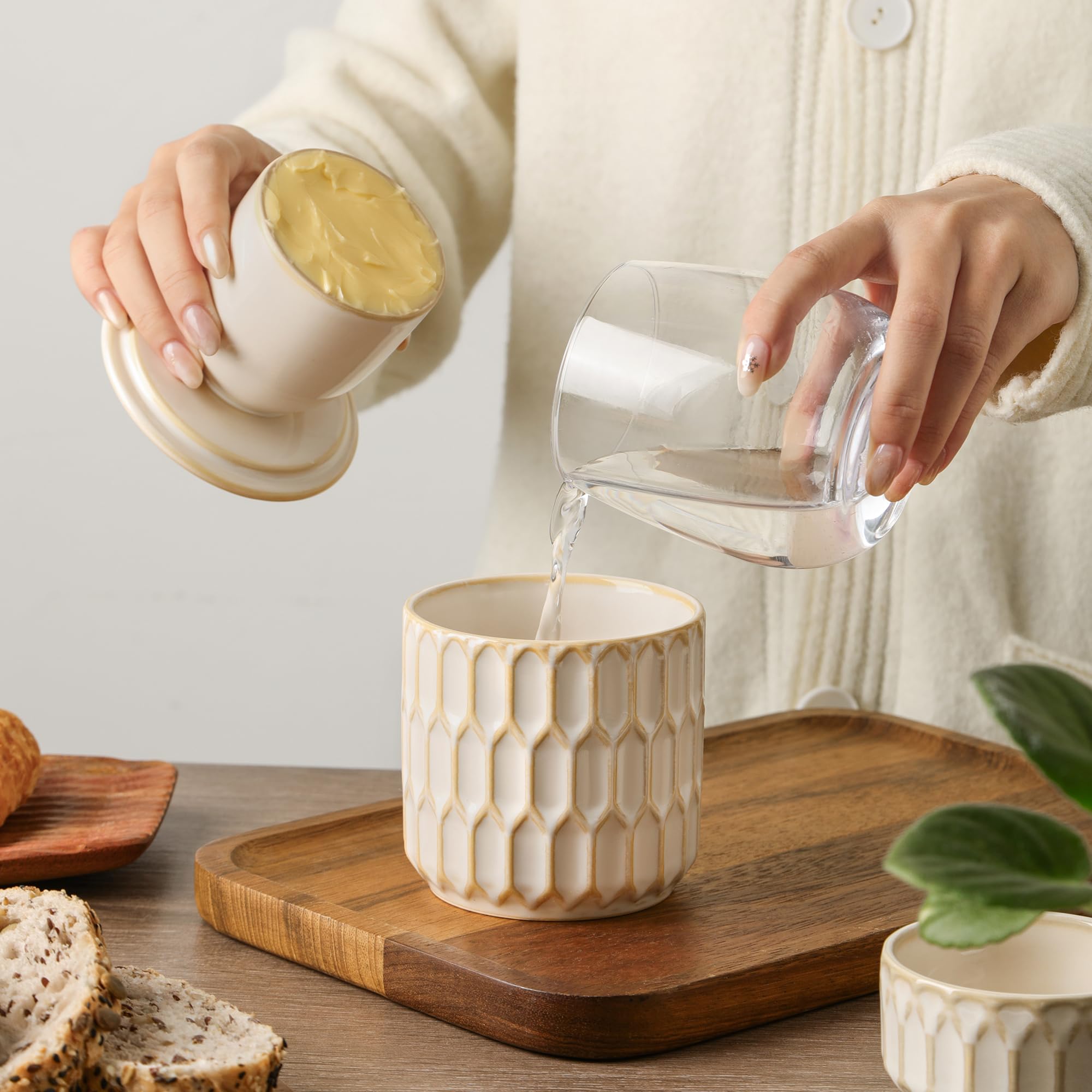 ArteBake ceramic butter keeper displayed as a stylish beige piece