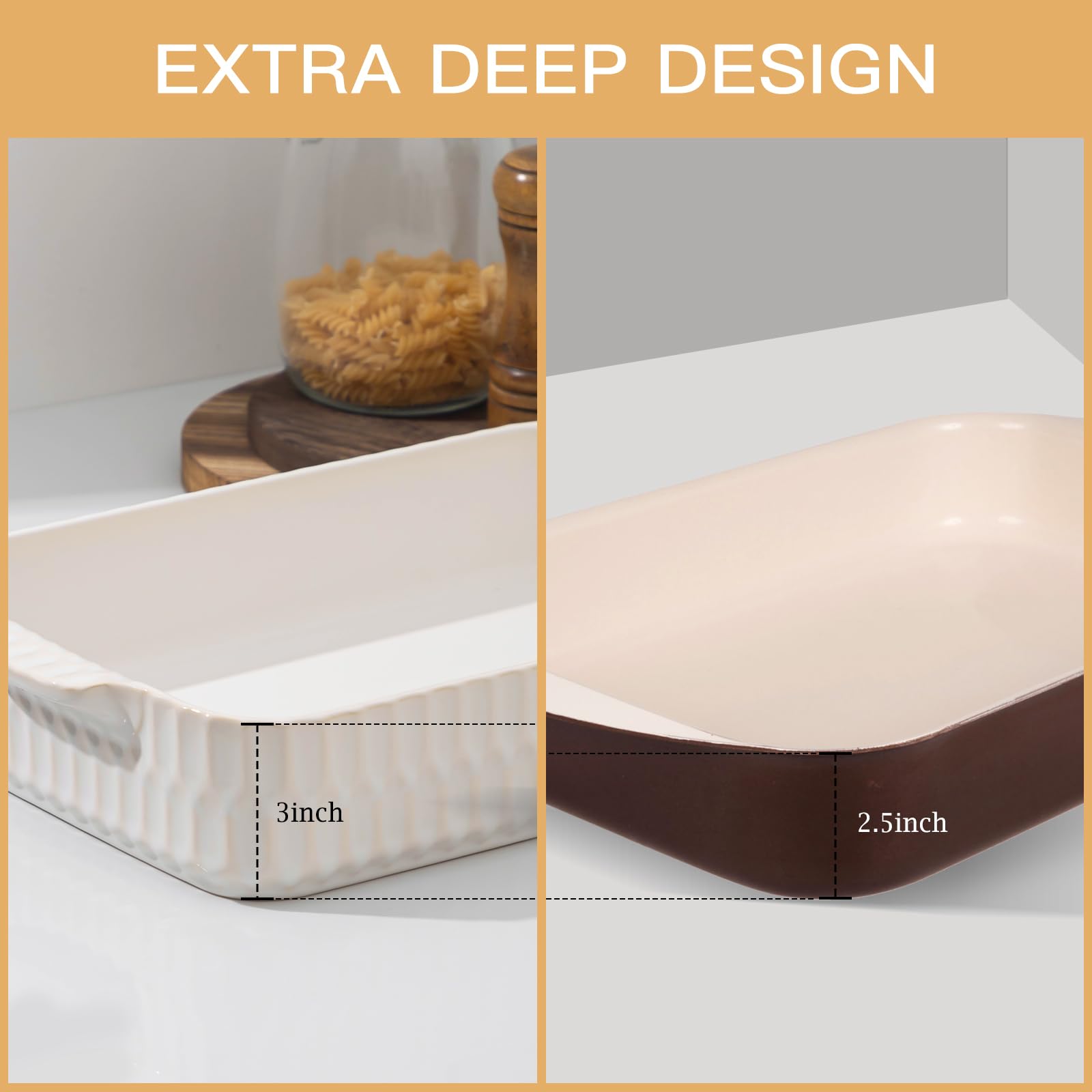 ArteBake rectangular lasagna pan emphasizes straight sides for clean slicing