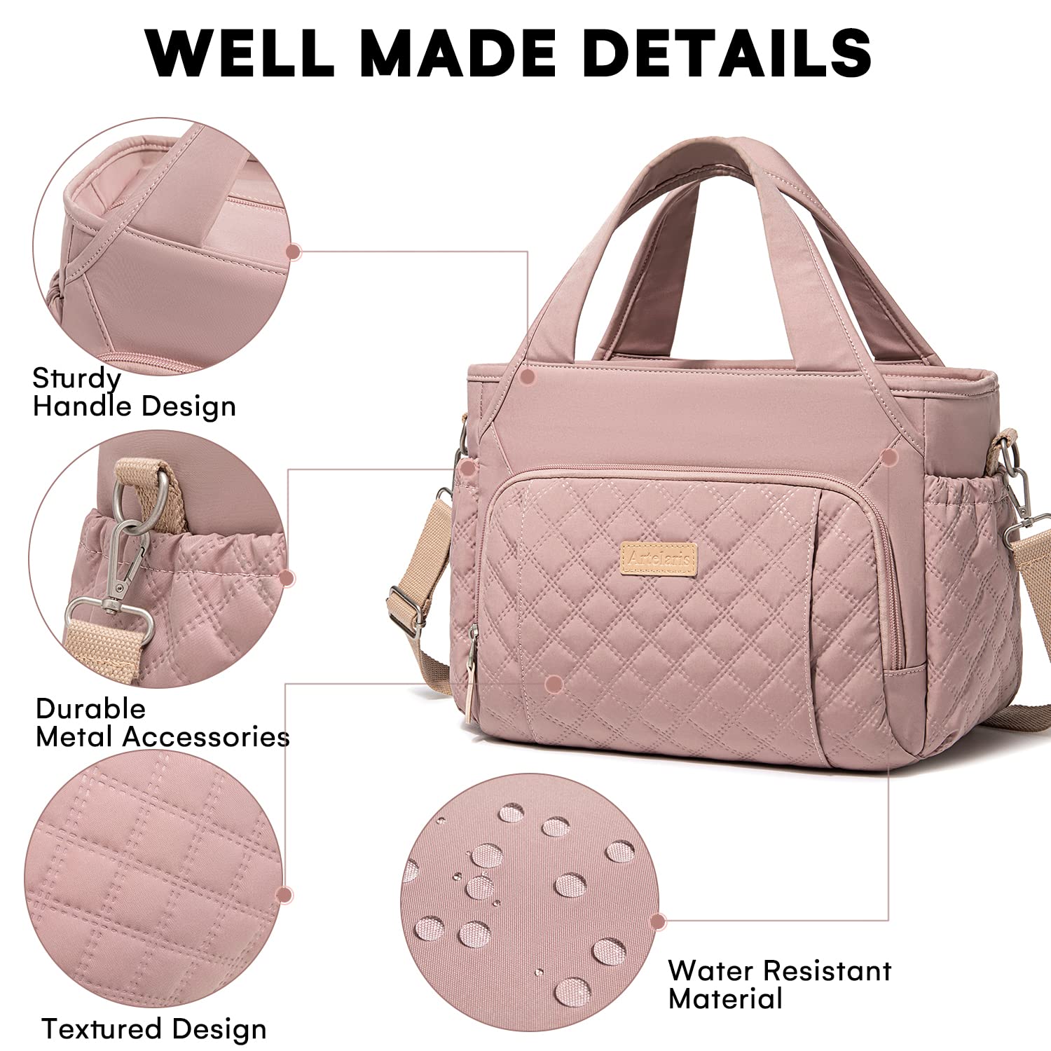 Artelaris lunch bag back pocket holds phone and small essentials securely
