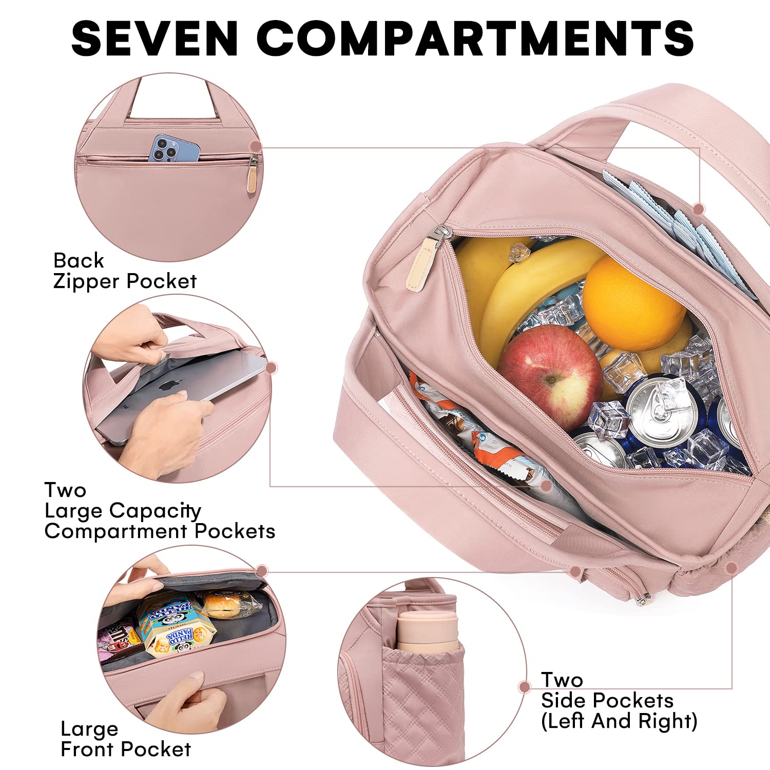 Artelaris insulated lunch bag side pocket for bottles keeps drinks safe on commutes