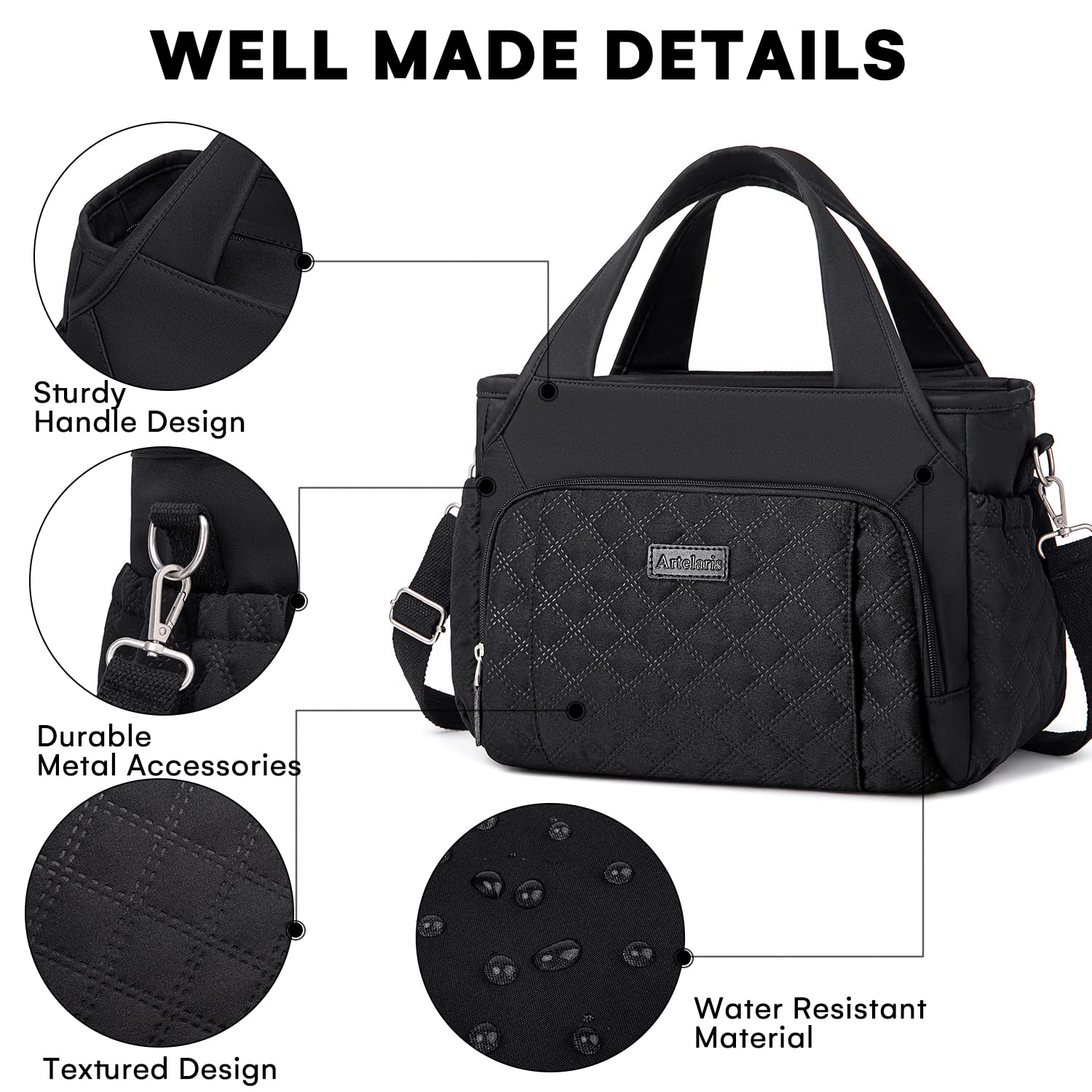 Artelaris seven-pocket lunch bag helps organize snacks, phone, and utensils.